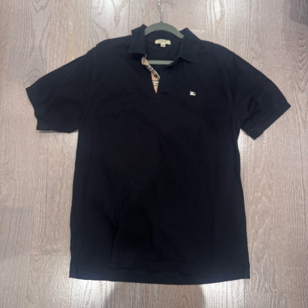 Vintage Burberry Men's Black Polo Shirt